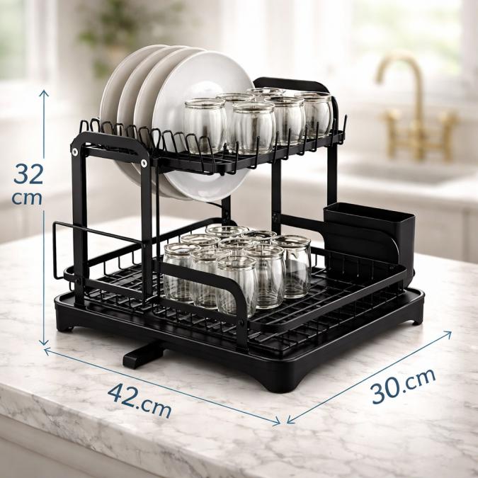 Сушилник за съдове с оттичане на водата, XXL