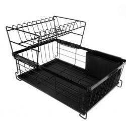 Двуетажен метален сушилник за съдове Cheffinger с отделение за прибори
