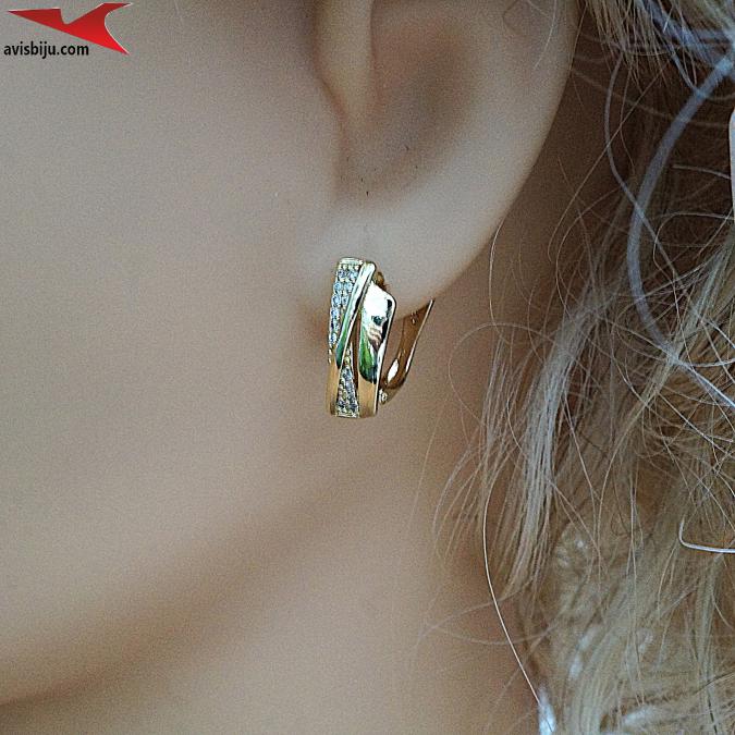 Обеци с 14К златно покритие и с цирконий