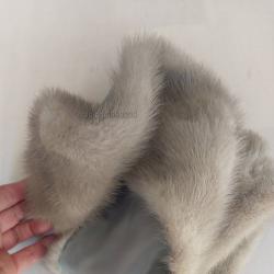 Кожена яка 92 см от естествен косъм сребърна норка