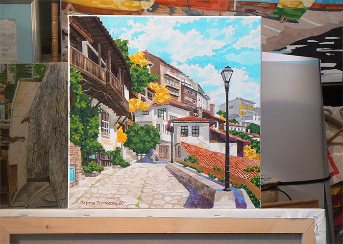 Пейзаж от Велико Търново. Маслена картина. Худ. Мартгер.