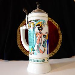 Порцеланова халба с капак от калай 30 см., Art Nouveau.