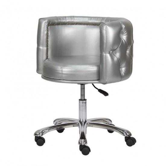 Козметичен стол - табуретка с облегалка Deco - сребриста черна 49 62 с
