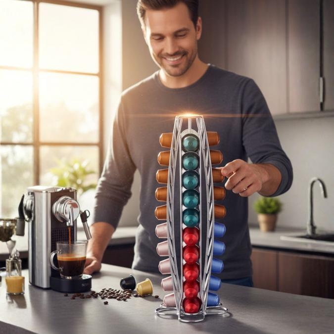 Въртящ се диспенсър за кафе Cheffinger, за капсули Nespresso  капацит