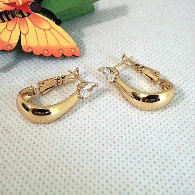 Обеци с 14К златно покритие и с цирконий