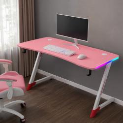 Геймърско бюро с RGB Led, Карбонов плот и поставки за чаша и слушалки