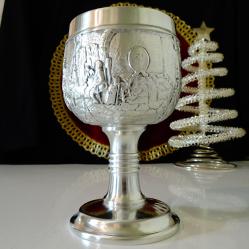 Калаен бокал, чаша за вино Сватосване, калаена сватба.
