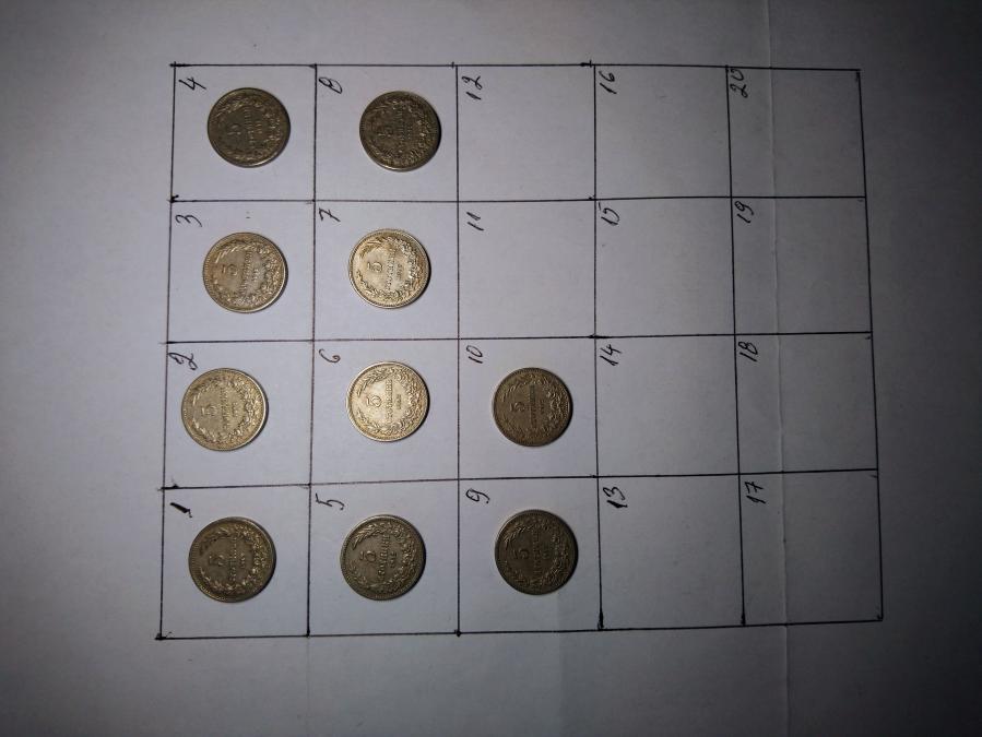 10 броя монети по 5 стотинки от 1912 г.