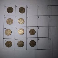 10 броя монети по 5 стотинки от 1912 г.