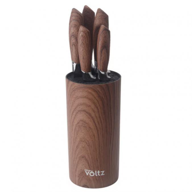 Комплект ножове Voltz с мраморно покритие и стойка  Стил, острота и у
