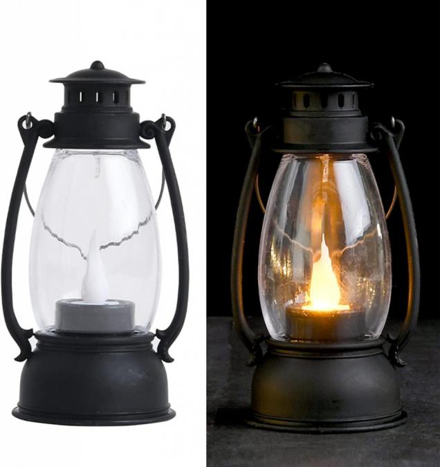 LED свещ-лампа ретро фенер  реалистична трепкаща светлина за уютен до