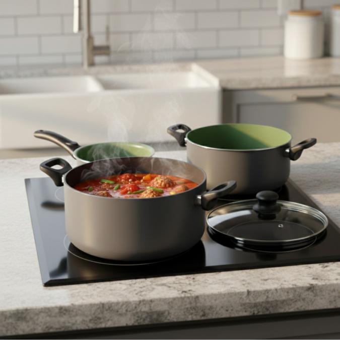 Комплект съдове Michelino Lara  6 Части с незалепващо Pfluon покритие