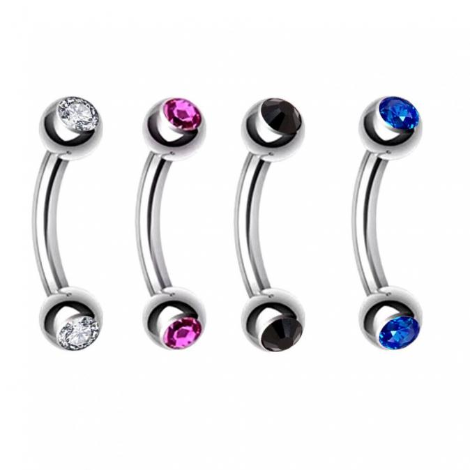 Обици на вежда с кристали цирконий