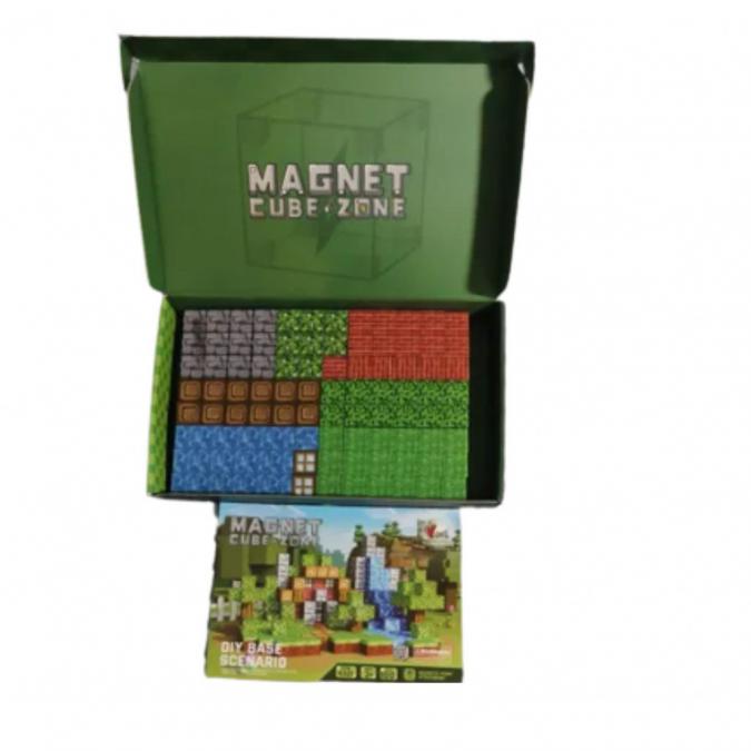 Магнитен конструктор с кубчета, 100 части, Magnet Cube Zone DIY Base