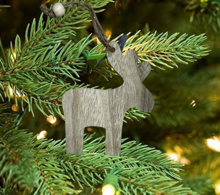 Изчистено дървено еленче - Празнична декорация за елха