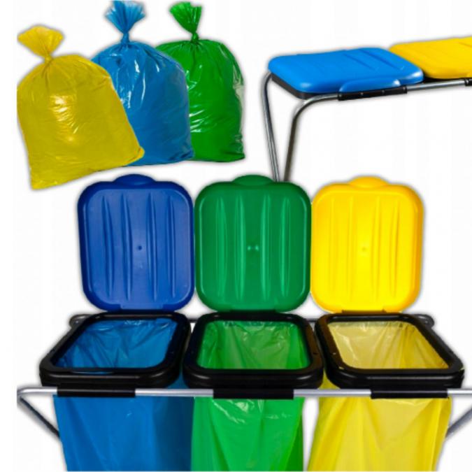 Стойка с капаци за разделно хвърляне на отпадъци - грижа за околната с