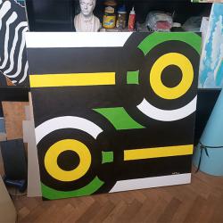 Голяма абстрактна маслена картина. 100 на 100 см.