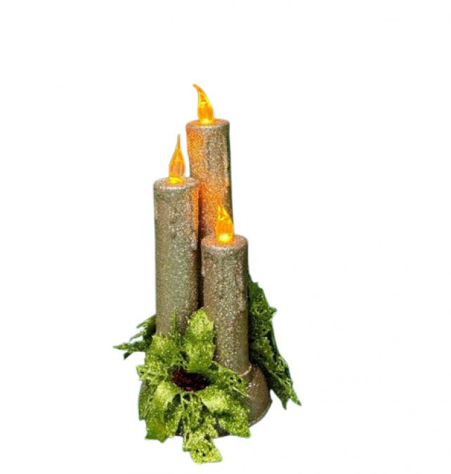 Коледна магия с три бляскави LED свещи