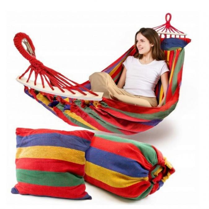 Хамак XXL с възглавница и чанта  максимален комфорт до 250 кг за рела