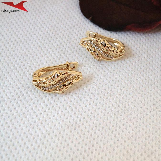 Обеци с 14К златно покритие и с цирконий