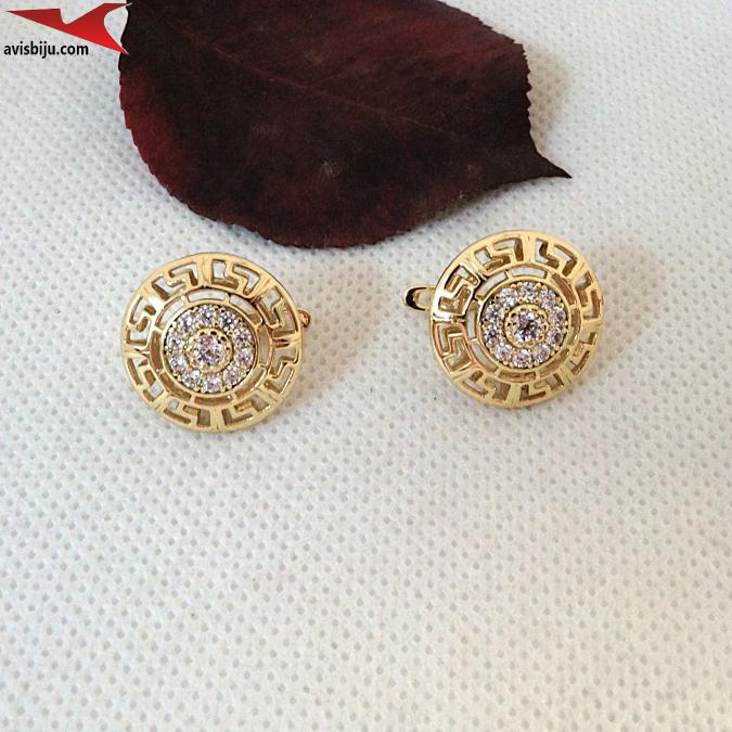 Обеци с 14К златно покритие и с цирконий