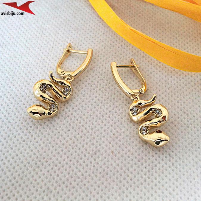 Обеци с 14К златно покритие и с цирконий