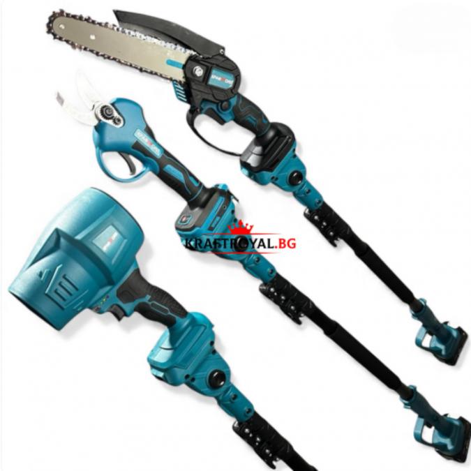 Акумулаторен комплект 4в1 Kraftroyal  Лозарска ножица, мини верижен т