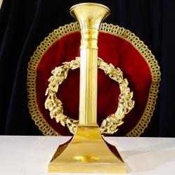 Позлатен бронзов свещник 22 см., 500 гр.