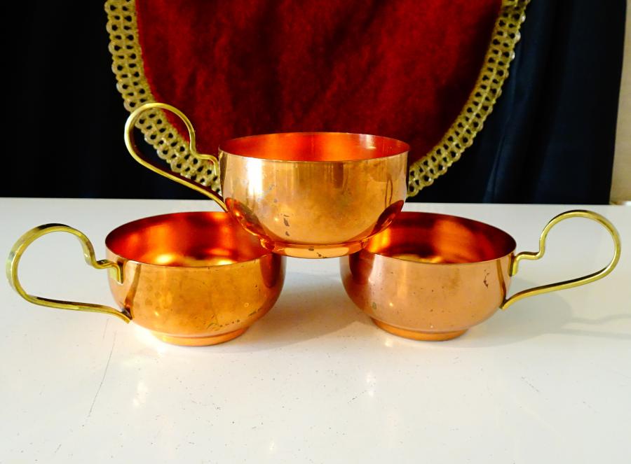 Масивни медни чаши 150 мл., позлата.