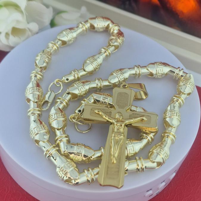 Кръст и синджир Versace Imperial Gold  14К позлата