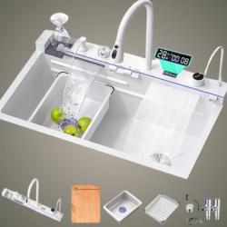 Умна кухненска мивка с изтеглящ се кран  LED дисплей, водопад, филтри