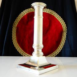 Посребрен свещник от бронз 18 см., 380 гр.
