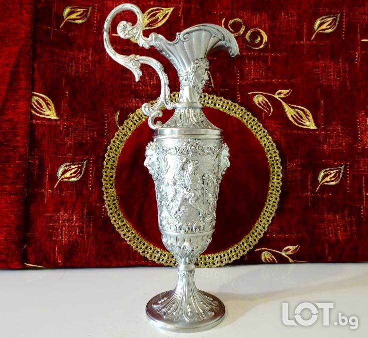 Италианска калаена ваза, кана, свещник, бокал, шедьовър.