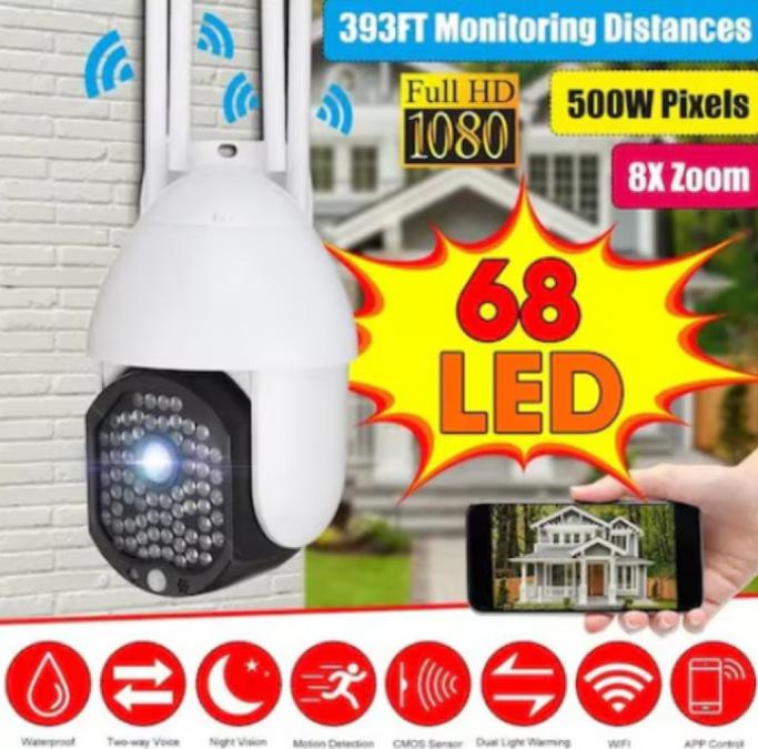 Водоустойчива IP Wi-fi смарт камера въртяща се на 320 градуса