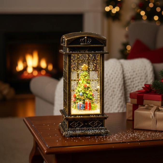 Коледна снежна лампа с LED светлина  празнична магия за уютен дом и т