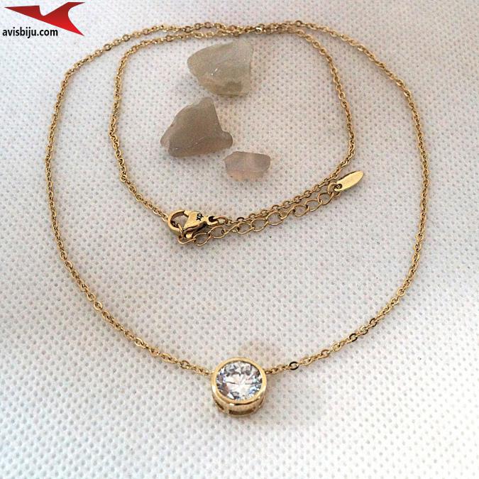 Колиета с 14К златно покритие и с цирконий