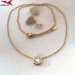 Колиета с 14К златно покритие и с цирконий