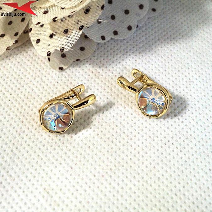 Обеци с 14К златно покритие и с цирконий