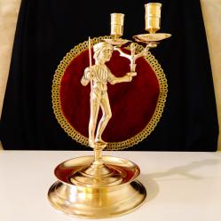 Бронзов свещник, скулптура Landsknecht leuchter, 1.7 кг.