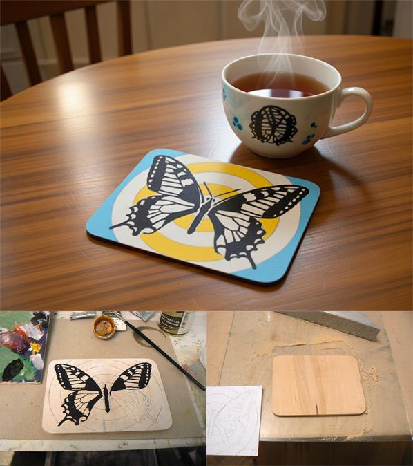 Хендмейд подложка за чаша. Ръчно рисувана.