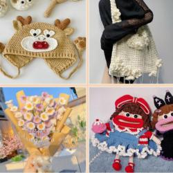 Комплект аксесоари за плетене, 107 части, 14 алуминиеви куки  Пълен с