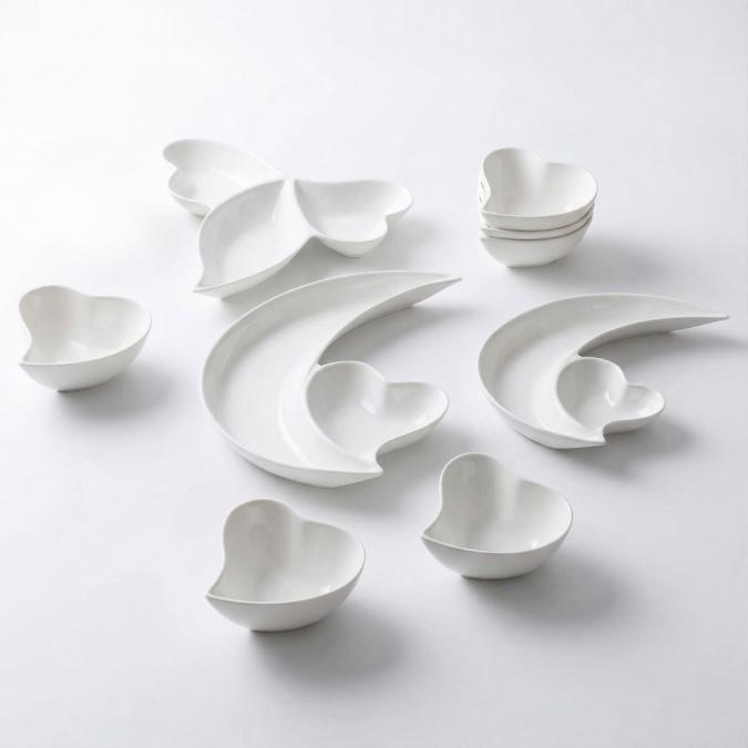 Луксозен сервиз от висококачествен порцелан  9 части, Дизайн Полумес