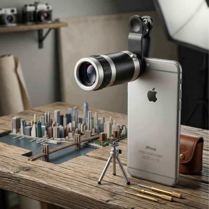 Универсален телескоп обектив за телефон 8x оптично увеличение  щипка