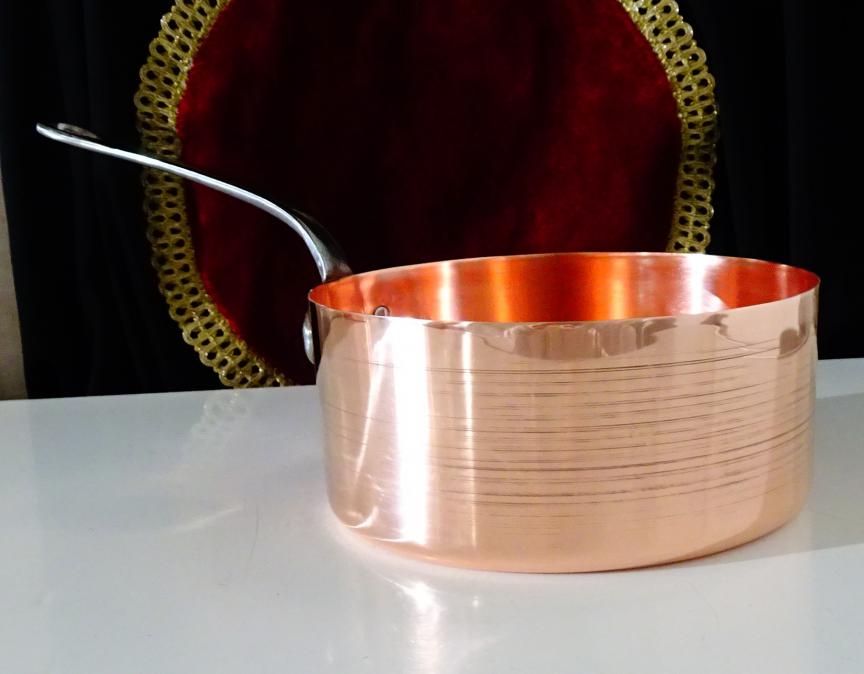 Медна тенджера, тиган, 3 л., чиста червена мед.