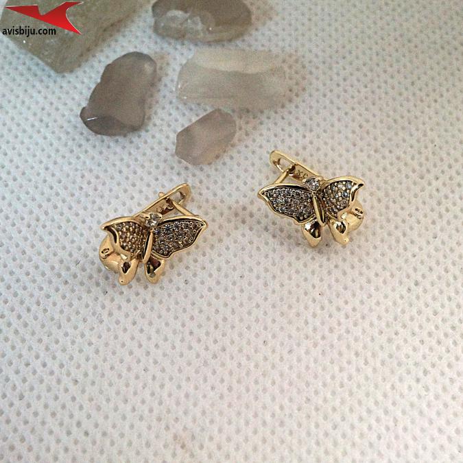 Обеци с 14К златно покритие и с цирконий