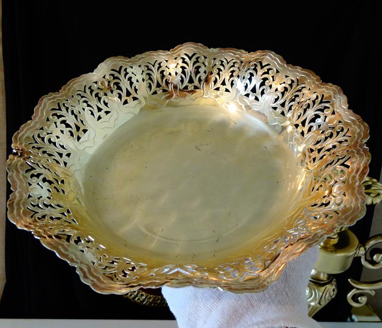 Посребрена фруктиера, панер за хляб 25 см.