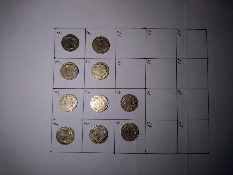 10 броя монети по 5 стотинки от 1913 г.