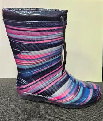 Дамски ботуши силиконови с вата и връзки, цветни,  new Line