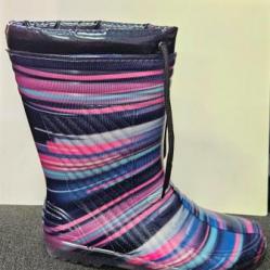 Дамски ботуши силиконови с вата и връзки, цветни, new Line