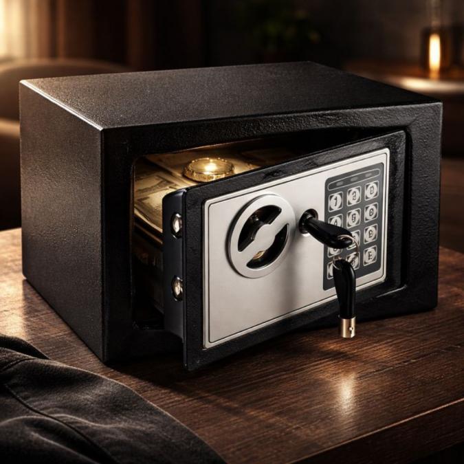 Електронен сейф с кодова клавиатура и резервен механичен ключ  4.6l,
